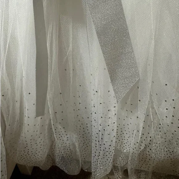 NWOT ORIGAMI Evie Long Sleeve Lurex Stripe Tutu Dress WHITE - Picture 8 of 14